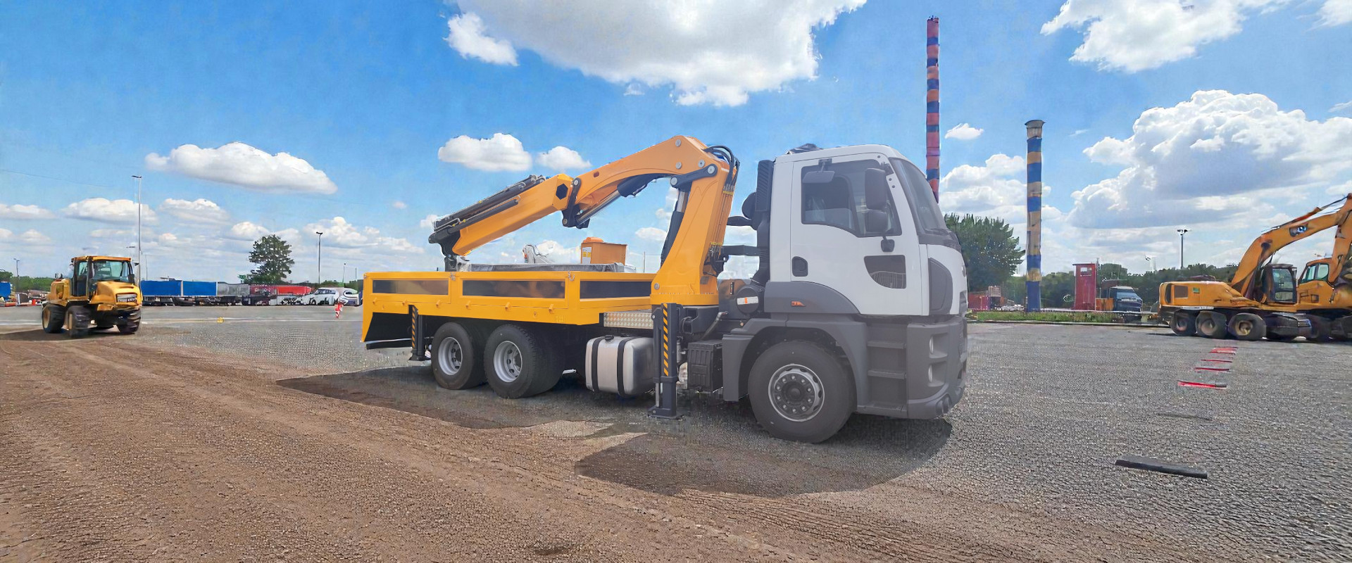 Truck mounted crane in operation